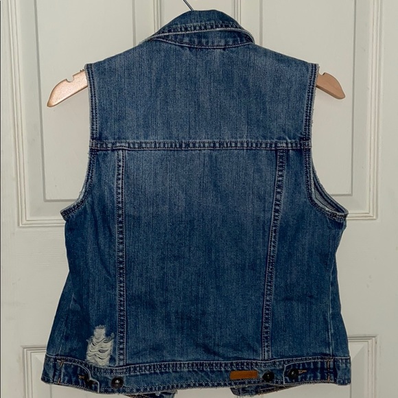 Sleeveless Distressed/Ripped Denim Vest, Size S - Picture 10 of 11